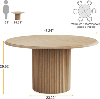 Tribesigns 47" Round Dining Table for 4, Farmhouse Kitchen Table with Metal Base, Modern Small Dinner Table for Dining Room,Kitchen (Chairs Not Included)