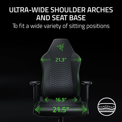 Razer Iskur V2 X NewGen Ergonomic Gaming Chair, Black/Green | Gen-2 EPU Leather with CoolTouch, Lumbar Support, Ultra-Wide Base, Foam Cushions, Adjustable 152 Degree Recline, 2D Armrests