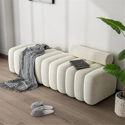 Modern Long Bench with Backrest for Changing Shoes Bedroom Bed end Walk-in Closet Rest Area Entryway(XS)