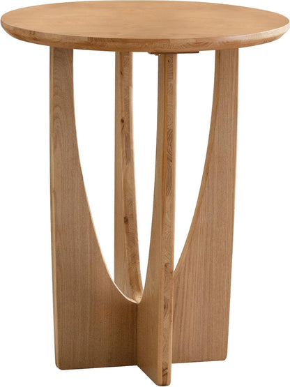 Wood Side Table, Modern Round End Table with Curved Leg, Mid-Century 24.80" Bedside Table for Living Room Bedroom Office