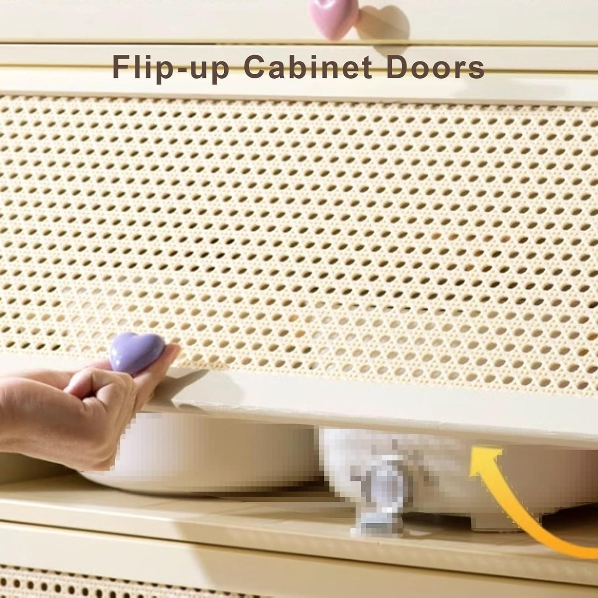 13 Inch Wide Kitchen Cabinet Storage Natural Bamboo Material Flip Up Hover Door Design Food Pantry Cabinet, for Kitchen Living Room Bedrooms(60 * 33 * 40cm)