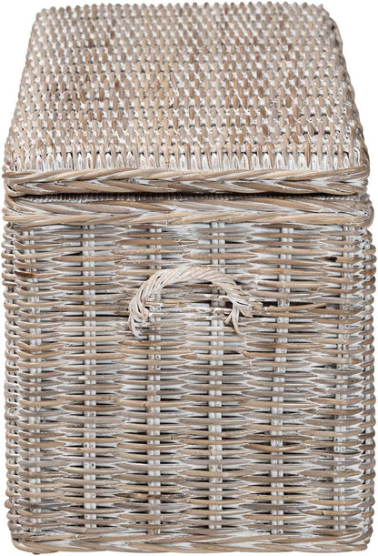 Bali & pari Clarette Whitewashed Rattan Storage Bench