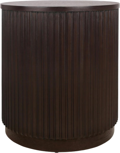 NPD Furniture Truro 19-Inch Round Accent Table with Storage Shelf, 2-Tier Side End Table with Fluted Column for Living Room, Dark Brown