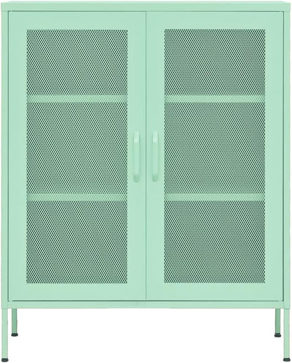 Mint Steel Storage Cabinet 13.8" W x 31.5" L x 40" H, Adjustable Shelves 198 lb Load, Slim Metal Cupboard for Bathroom, Pantry, Living Room & Kitchen, Small Space Organizer