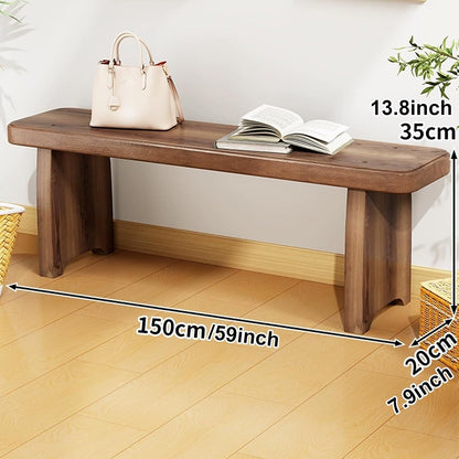 Outdoor Bench, Indoor Wood Bench for End of Bed, Entryway, Dining, Balcony, 24-59in Long Patio Narrow Benches, Wood Ladder Plant Stand, Garden Benches(L59xW7.9xH13.8inch)