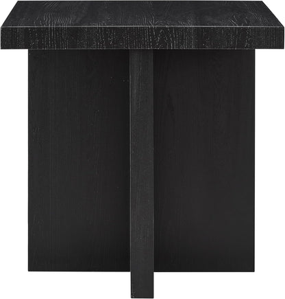 Roundhill Furniture Mchome Square End Table, Nightstand, Black Finish