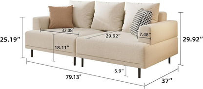 79" Modern Fabric Couch,Cloud Sofa with Low Back for Living Room