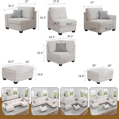 Legend Vansen Oversized Modular Sectional Sofa,U/L-Shaped Corduroy Couch with Ottoman,Deep Seat & Removable Cushion,Easy Assembly for Living Room Apartment
