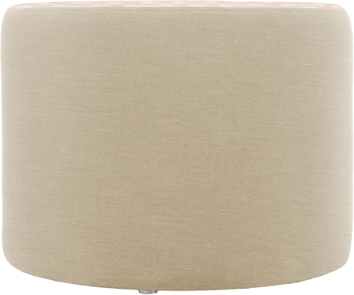 FDP 24" Round Oversized Outdoor Ottoman Featuring Sunbrella Two-Tone - Weather-Resistant, Fade-Resistant, Fully Assembled Patio Furniture for Backyard or Poolside Seating, 18" H - Flax/Sand