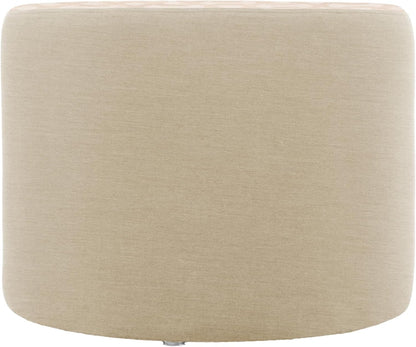 FDP 24" Round Oversized Outdoor Ottoman Featuring Sunbrella Two-Tone - Weather-Resistant, Fade-Resistant, Fully Assembled Patio Furniture for Backyard or Poolside Seating, 18" H - Flax/Sand