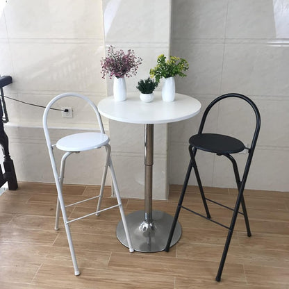 Modern Breakfast Bar Stools Foldable Stool Wooden Round Seat Folding Stool with Back Footrest Folding Bar Stool Seat Height 26in/28in/30in for Dining Room/Kitchen/Balcony/Living Room
