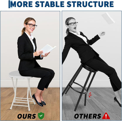 Garvee Folding Stool, Backless 18-Inch Stool, Portable with Handle, Foldable Bar Stool, Anti-Slip Feet, 600Lbs Capacity, for Bar Stools Kitchen Home Indoor and Outdoor Use (White-2, 18)