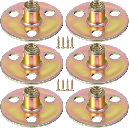 6 Sets Furniture Leg Mounting Plates 5/16 Furniture Leg Mounting Plates Three Hole Cylindrical Plate with 18 Screws Cylindrical Plate Nut T Nuts for Sofa Chair Cabinet Couch Strengthen Weak Feet