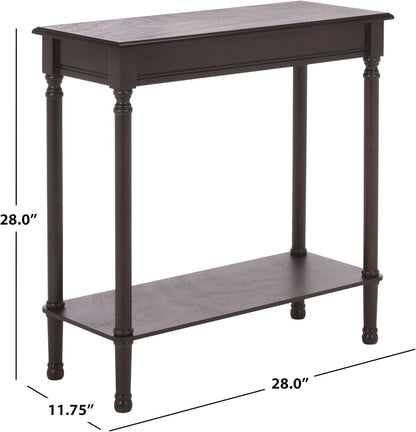 SAFAVIEH Furniture - Tinsley Rectangle Console Table - Dark Chocolate - Solid Wood - Farmhouse Turned-Leg Design - Ideal for Entryway, Living Room, Hallway, 28" W x 11.75" D x 28" H (CNS5724D)