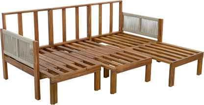 Outdoor Daybed Patio Sofa Bed 3 Seat Sunbed,Sleeper Couch for Patio, Backyard, Pool (Beige/3)