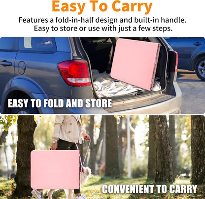 6 FT Folding Table with Carry Handle, Portable Fold-in-Half Plastic Table, Rectangle Foldable Table for Indoor/Outdoor Beautiful Pink