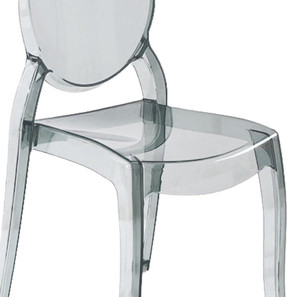Fohfurniture Large 20" Seat Ghost Chairs Set of 4, Modern Acrylic Accent Dining Chairs, Kitchen and Restaurant Chairs, Circle-Back Armless Stackable Chair for Events, Weddings, Banquets Smoke Grey