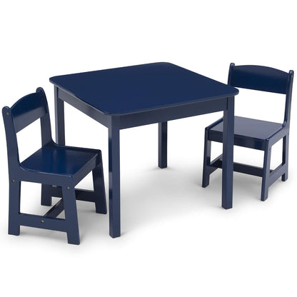 Delta Children MySize Kids Wood Table and Chair Set (2 Chairs Included) & Sling Book Rack Bookshelf for Kids - Easy-to-Reach Storage for Books, Magazines or Coloring Books, Grey/Blue