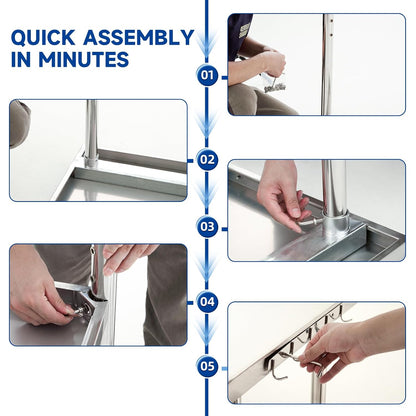 Stainless Steel Table Commercial Stainless Table for Prep & Work, 30 x 24 Inch Metal Table for Restaurant Garage Kitchen 24 x 30 Inch