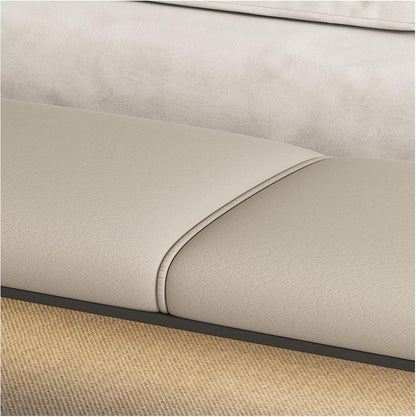 Modern Bedroom Bench Leathers, Upholstered End of Bed with Padded Seat and Metal Legs, Modern Indoor Footrest for Entryway Living Room, Bedrooms Entryway(Beige)