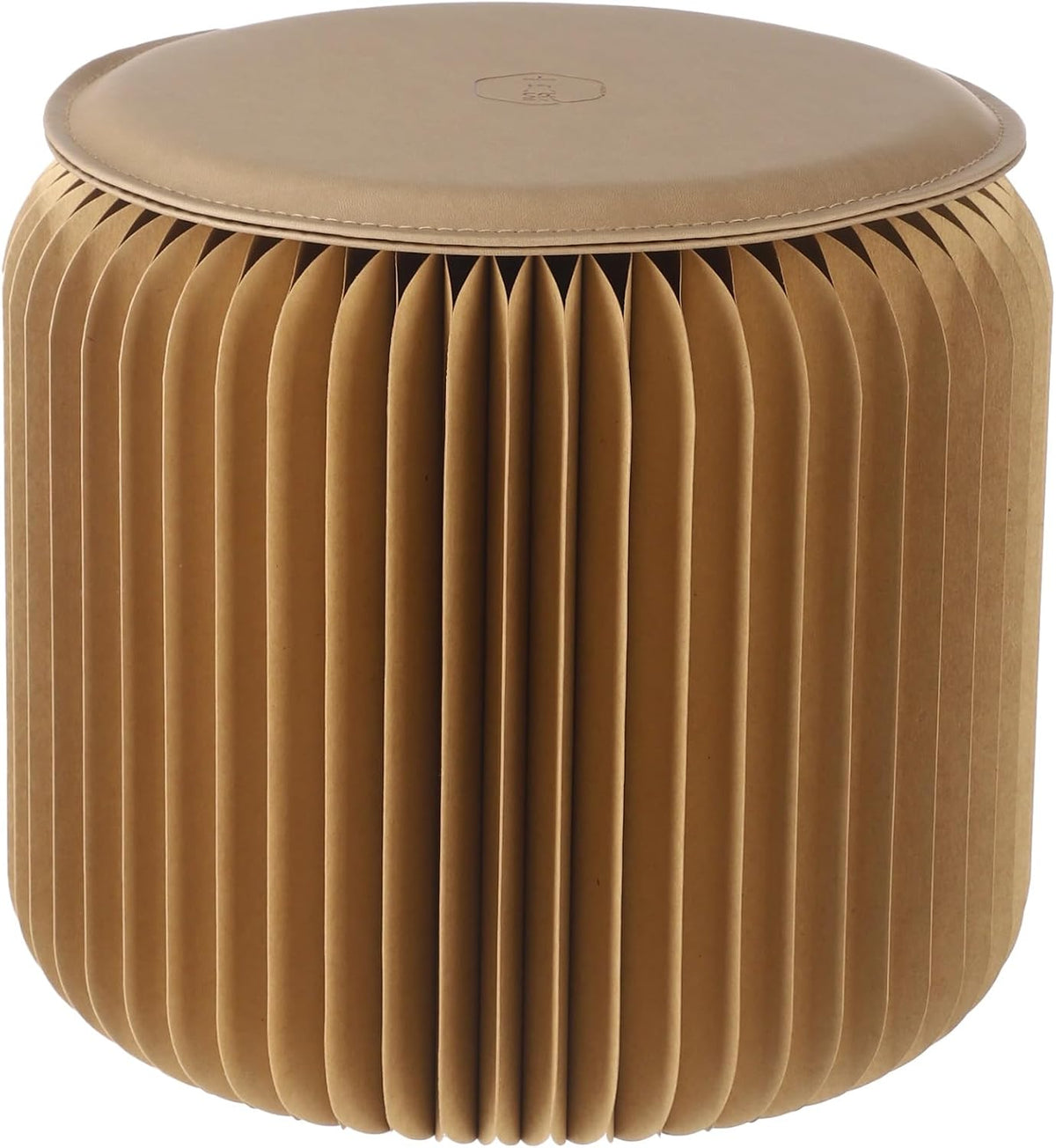 Paper Folding Stool, 12 Inch Kraft Paper Honeycomb Design Stool, 661 Lbs Load Capacity Modern Minimalist Round Seat with PU Cushion for Bedroom, Living Room, Office