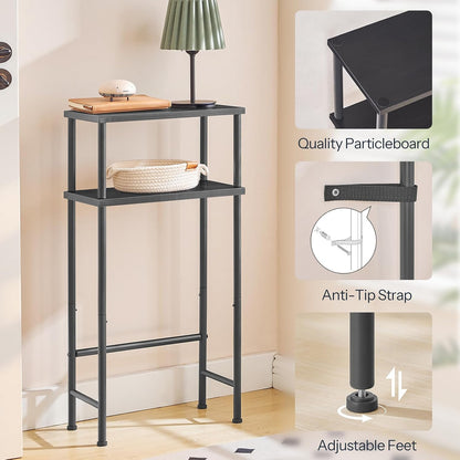 HOOBRO Narrow Console Table for Small Space, 15.7" Entryway Table with Storage, 2 Tier Sofa Table with 2 Shelves, Skinny Console Table for Entryway, Hallway, Living Room, Foyer, Black BB40XG01