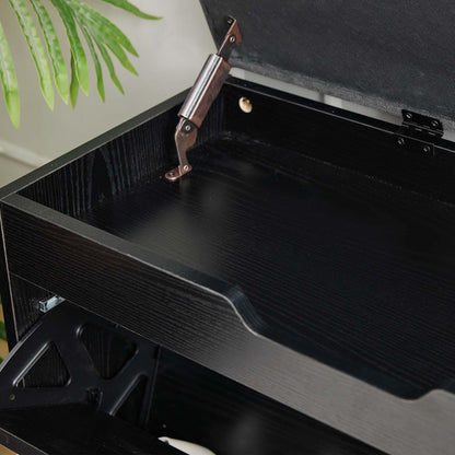 Shoe Storage Bench with Flip Drawers, Entryway Shoe Cabinet with Adjustable Shelves & Padded Seat Cushion, Shoe Organizer Storage Bench with Lift Top Storage for Hallway, Bedroom, Black