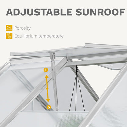 DWVO 6x6FT Polycarbonate Greenhouse for Outdoors, Large Heavy Duty Aluminum Greenhouses with Sliding Doors and Vent Window, Walk-in Greenhouse Large Sun House for Garden Backyard, Silver