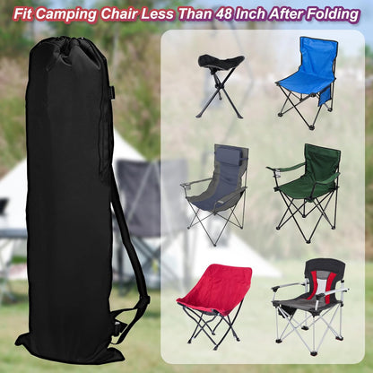 PATIKIL 48 Inch Camp Chair Replacement Bag, 2 Pack Foldable Camping Chair Bag 900D Oxford Large Mouth Carry Bag with Adjustable Shoulder Strap for Outdoor Camping, Black