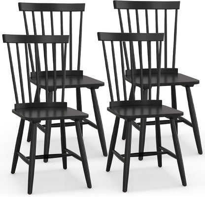 KOTEK Windsor Dining Chairs Set of 4, Wooden Kitchen Chairs with Spindle Back & Wide Seat, 400 LBS Weight Capacity, Armless Side Chairs for Dining Room, Living Room