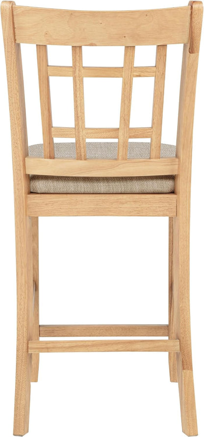 Coaster Home Furnishings - LAVON - Wood Upholstered Counter Height Chairs - Lattice Back, Padded Seats - Dining Room & Kitchen - Set of 2 - Linen & Light Oak - 106629