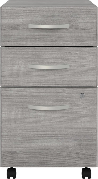 Bush Business Furniture Studio C 3 Drawer Mobile File Cabinet in Platinum Gray | Assembled Office Storage Unit for Home or Commercial Spaces