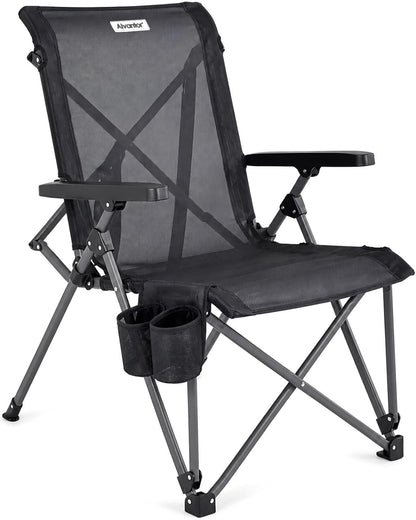 Alvantor® Camping Chair, Full Mesh Folding Beach Chair Breathable High Back Portable Lawn Chair for Outdoor, Armrest, Cup Holder, Easy Use Seat for Travel, Fishing, Pinic, Sports Event, 24"x31"x38"