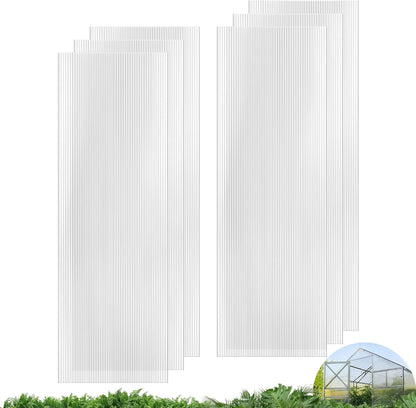 UMIG 6 PCS 6' x 2' x 0.24'' Polycarbonate Greenhouse Panels, Twin-Wall Waterproof UV Protected Corrugated Plastic Roof Panels Sheets, Clear Replacement Panels for Greenhouse, Outdoor, Plant