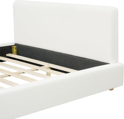 Merax Queen Size Boucle Upholstered Platform Bed Frame with Headboard,Modern Soft Fabric for Bedroom with Wood Slats Support for Bedroom