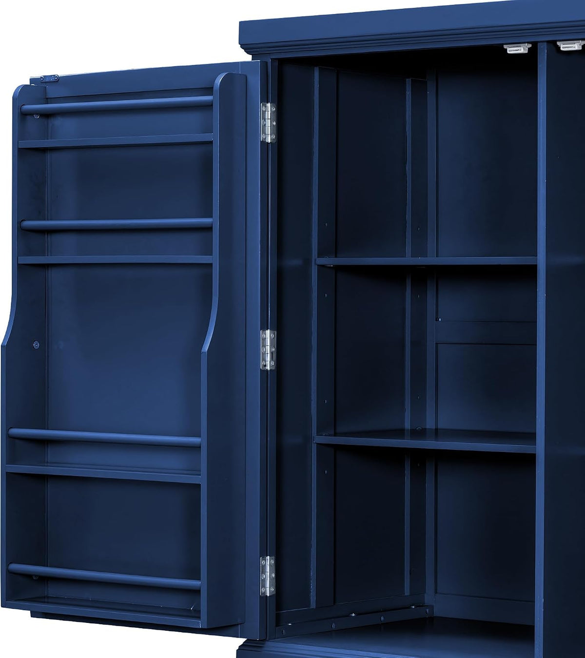 Merax 73''H Freestanding Wooden Kitchen Pantry Storage Cabinet, Organizers with 2 Upper & 2 Bottom Cabinets & 4 Drawers & 8 Adjustable Shelves, Anti-Tipping Device Cupboard for Dining Room, Blue