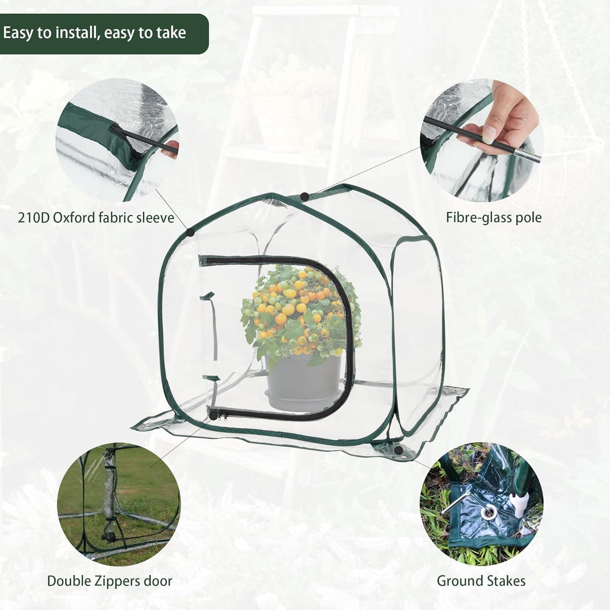 Mini Transparent Pop Up Greenhouse for Indoor and Outdoor Backyard Gardens - Portable Large Space and Durable