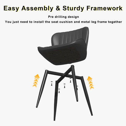 Dining Chairs Set of 6,Black Leather Dining Chair Upholstered,Kitchen Chair,Modern Dining Room Chairs with Black Metal Legs Frame for Restaurant,Dining Room,Cafe