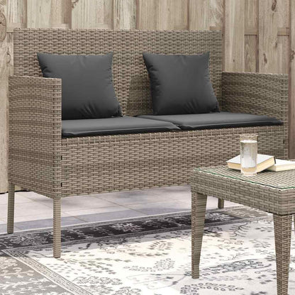 Gray Poly Rattan Patio Storage Bench with Cushions, PE Rattan Outdoor Seating with Waterproof Bag and Gas Spring