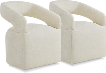 KISLOT Upholstered Dining Chairs with Casters Easy Assembly Require Modern Barrel Armchair with Rollers for Diningroom Bedroom Livingroom Reading Room,Set of 2,Cream Beige