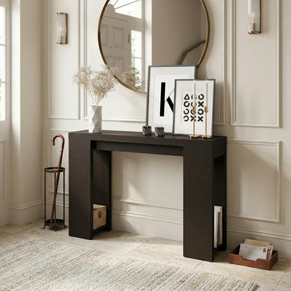 Furinno ARA 47-Inch Wide Entryway Table, Narrow Console Table, Dark Oak | Thick Frame Sofa Table with Shelf, Farmhouse Couch Table Behind Sofa, for Entrance, Hallway, Living Room