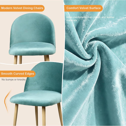 Lightdot Dining Chairs Set of 2, Velvet Upholstered Dining Chairs with Solid Wood Legs, Mid-Century Modern Accent Chair for Kitchen Living Room Bedroom, Assembly Guide Included, Light Green