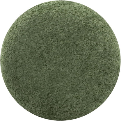 15" Mushroom Footstool Ottoman, Moss Green Fleeced Teddy