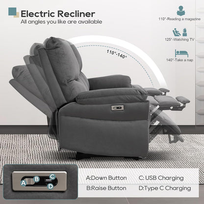 Reclining Sofa, Power Reclining Sofa with Drop-Down Table & Cup Holders, Modern 3 Seat Power Reclining Couch, Wall Hugger Sofa Recliner for Living Room Furniture Sets(Dark Gray)