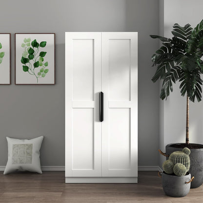 22 inch Deep Kitchen Pantry Cabinet Storage Organizer with Fridge Space,Wood White Food Kitchen Cupboard with 12 Door Shelves Storage Dining Room Furniture (White)