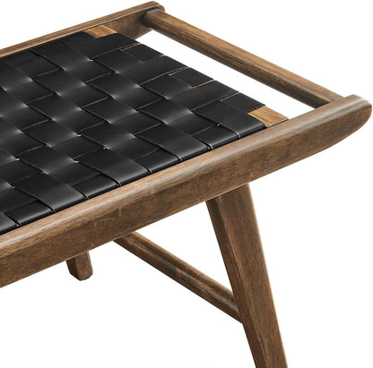 Modway Saoirse 47" Faux Leather Wood Bench in Walnut Black