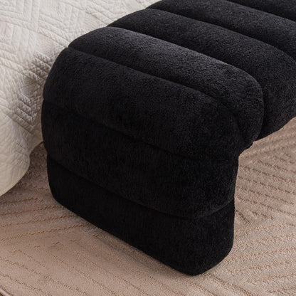 Modern Armless Bed Bench - Channel Tufted Chenille Upholstered, Multi-Use as Couch Daybed Chaise or Ottoman Foot Stool for Living Room, Bedroom, Entryway (69.7", Black)
