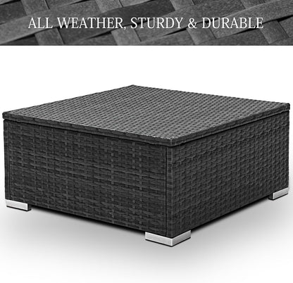 BULEXYARD 2 Pieces PE Rattan Patio Furniture Ottoman Sofas with Thick Cushions Outdoor Wicker Footrest for Backyard, Deck, Garden, Balcony (Dark Grey)