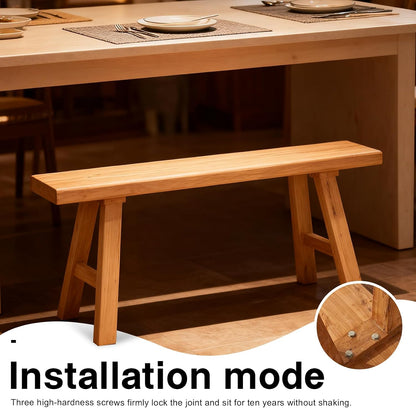 Front Entryway Bench Indoor Hallway Bedroom End of Bed Farm House Rustic Dining Table Vintage Narrow Noodle Bench Solid Wood (L 47.2″x10.2″W x 17.7″H)