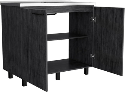 Utility Sink Cabinet Burwood, Kitchen, Smokey Oak